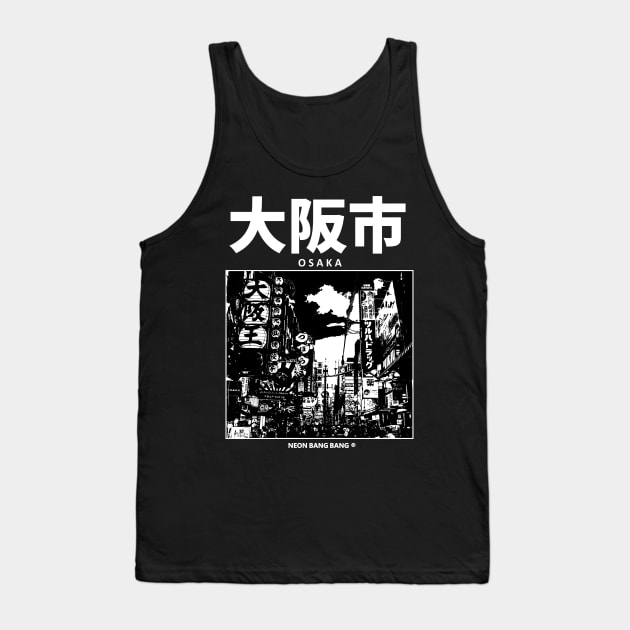 Osaka Japan - Black Tank Top by Neon Bang Bang